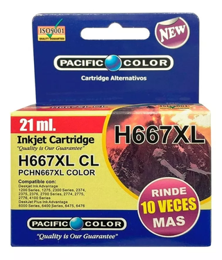 Tinta Alternativa Pacific Compatible con HP 667 X X L Color,hi-res