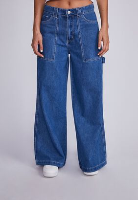 Jeans Mujer Azul Super Wide Leg Bolsillos Sioux,hi-res