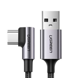 UGREEN Cable USB-C en ángulo a USB 2.0 A trenzado 1m Gris,hi-res