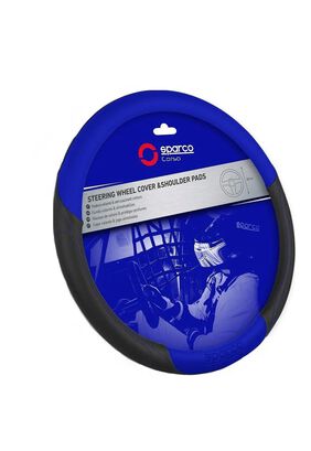 Cubre Volante Universal Para Auto Negro con Azul Sparco,hi-res