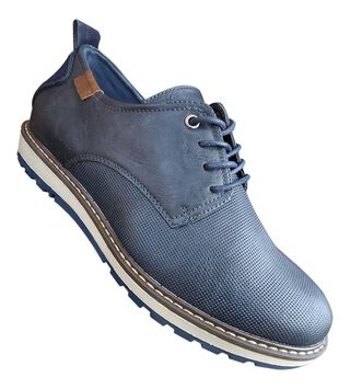 Zapato De Hombre Casual Oxford Cuero Pu - Azul - 7120,hi-res
