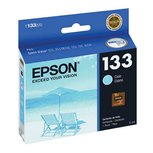 Epson Tinta 133 Original Cyan T133220-al T22 25 Tx120 123 12,hi-res