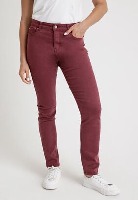 Jeans De Mujer Modelo Charlot Color Burdeo,hi-res