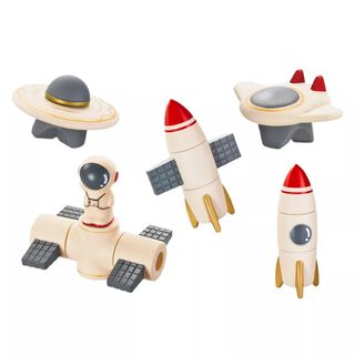 Set Cohetes Bloques Construcción Infantil Goma 15 pzas ,hi-res