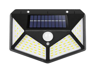 Foco Solar 100 Led Exterior Pared Sensor Luz Fria,hi-res