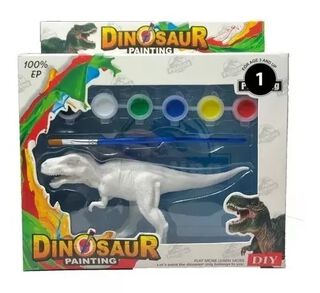 Dinosaurios Para Pintar A Tu Gusto 15cm Aprox + Pinturas,hi-res