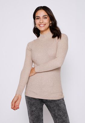 Sweater Mujer Beige Canuton Cuello Alto Family Shop,hi-res