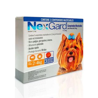 Antiparasitario Nexgard Perros 2 a 4 Kg x 3 Comprimidos Masticables,hi-res