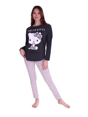 Pijama Mujer Largo  Algodón Estampado Hello Kitty,hi-res