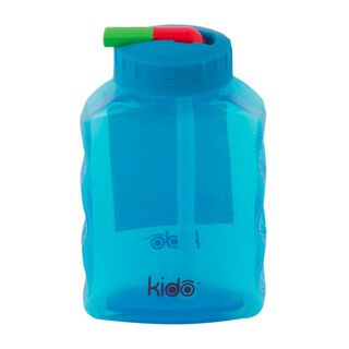 Botella con Bombilla Flexible 250 ml Azul/Gris - KIDO,hi-res