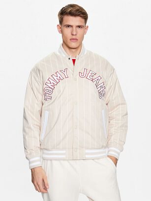 Bomber Relaxed Pinstripe Beige Tommy Jeans,hi-res