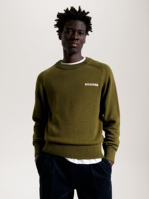 Sweater C-Neck Monotype Verde Tommy Hilfiger,hi-res