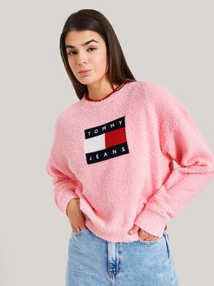 SWEATER RELAXED CENTER FLAG ROSADO TOMMY JEANS,hi-res