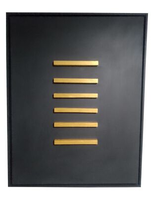 Cuadro decorativo negro dorado Rectángulos de madera 90x70,hi-res