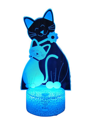 Lámpara ilusión 3D Animal Gato Gatitos 7 Colores Led Cat,hi-res