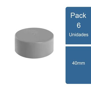 Pack 6 Tapa Gorro PVC Sanitario Gris 40mm PVC,hi-res