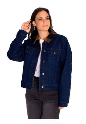 Chaqueta Denim Mujer Denim Plaid-Lined Jacket Azul,hi-res