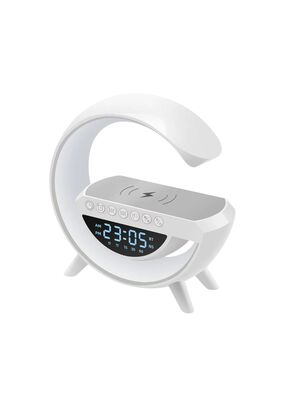 Lámpara Cargador Reloj Parlante Inteligente Smartphone Blanco,hi-res