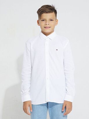 Camisa Solid Regular Fit Blanco Tommy Hilfiger,hi-res