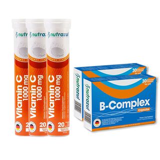  Vitamina C (3 Tubos) + Complejo B - B-Complex (2 cajas) - Pack 5 Unidades.,hi-res