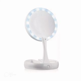 Espejo Con Luz Led Para Maquillaje Plegable + Aumento X10,hi-res