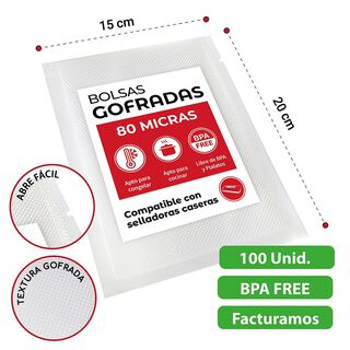 100 Bolsas Sellado - Empacado Al Vacío Gofradas 15x20 Cm 80 Micras,hi-res