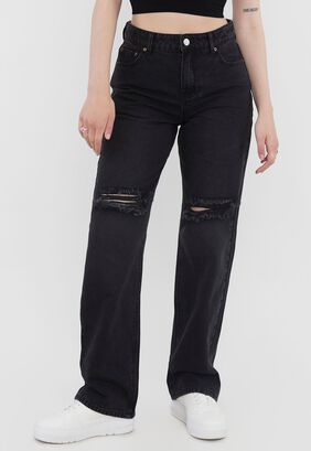 Jeans Mujer Noventero Roturas Negro Corona,hi-res