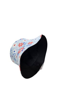 Sombrero Pescador Celeste Diseño Flores 16*18cm,hi-res
