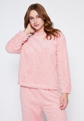 Pijama Mujer Rosado Peludo Liso Family Shop,hi-res