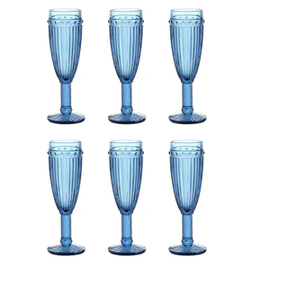 Set de 6 copas de Champagne Azul modelo Vertical,hi-res