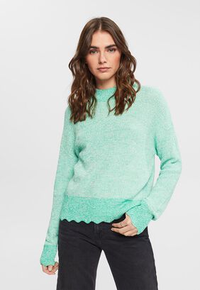 Sweater de punto con parte baja ondulada Mujer Esprit,hi-res