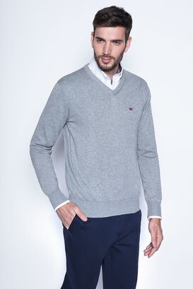 Melange Sweater Smart Casual L/S Lt Grey,hi-res