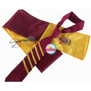 Set 3 Accesorios Disfraz Harry Potter Casa Gryffindor Bufanda, Lentes Y Corbata,hi-res