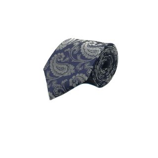 Corbata Seda Diseño Ameba Azul Gris 8cm,hi-res