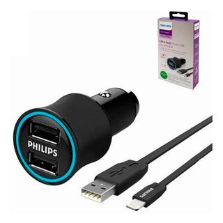 Cable Para iPhone + Cargador De Auto Usb Philips,hi-res