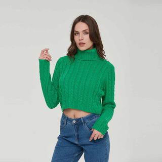 Sweater Mujer Trenzado Verde Fashion´s Park,hi-res