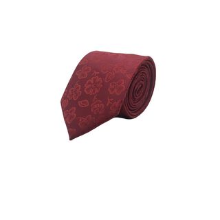 Corbata Lisa Roja Textura Flor Microfibra 7 cm,hi-res