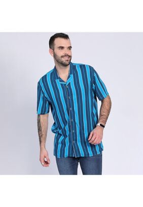 Camisa Guayabera De Rayas Azul marino,hi-res