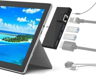 Surface Go Docking Station, 5 in 1 Surface Go Docking Station USB C hub HDMI Adapter with 1000M RJ45 Ethernet,4K HDMI, 2 USB 3.0 Ports,Audio/Microphon,hi-res