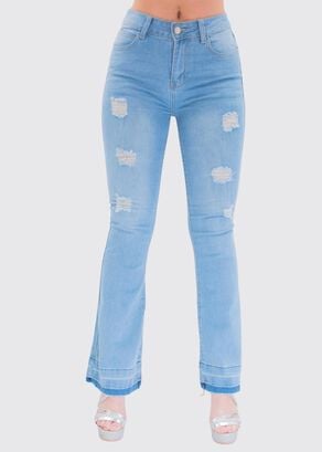 Jeans Flare Distressed,hi-res