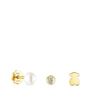 Pack de Piercings de oreja de oro, diamante y perla TOUS Pearl,hi-res