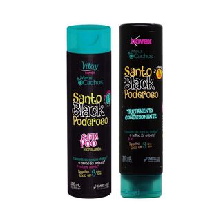 Kit shampoo acondicionador rulos crespos Novex Santo Black,hi-res