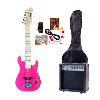 Pack guitarra eléctrica niña marca Euro, incluye ampli 5 watts y accesorios,hi-res
