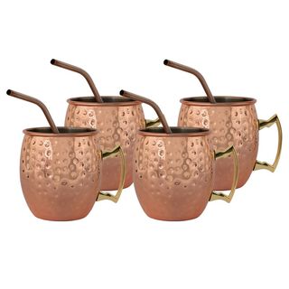 Set 4 Vasos Moscow Mule Mug Cobre + Bombillas Simplit,hi-res