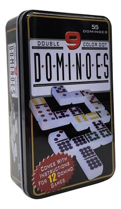 Domino Chancho 9 Juego Dominó Caja Metálica 55 Piezas Color,hi-res