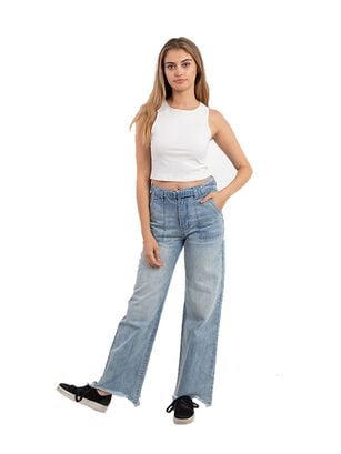 Pantalon Frayed Jeans Celeste Mujer,hi-res