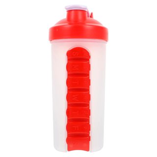 Botella De Agua 600ml + Pastillero Organizador De Pastilla Rojo,hi-res