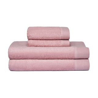 Set 2 toallas mano y 2 toallones baño Elegance rosa, 100% algodón, 550 gr/m2,hi-res