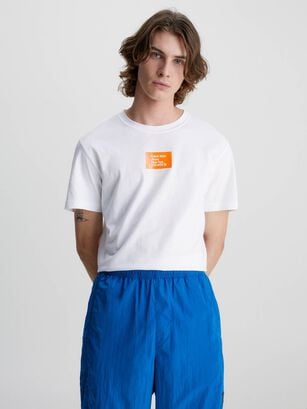 Camiseta con insignia Blanco Calvin Klein,hi-res