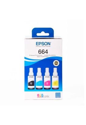 Pack de 4 tintas Epson T664 Negro + Colores (T664520-4P),hi-res